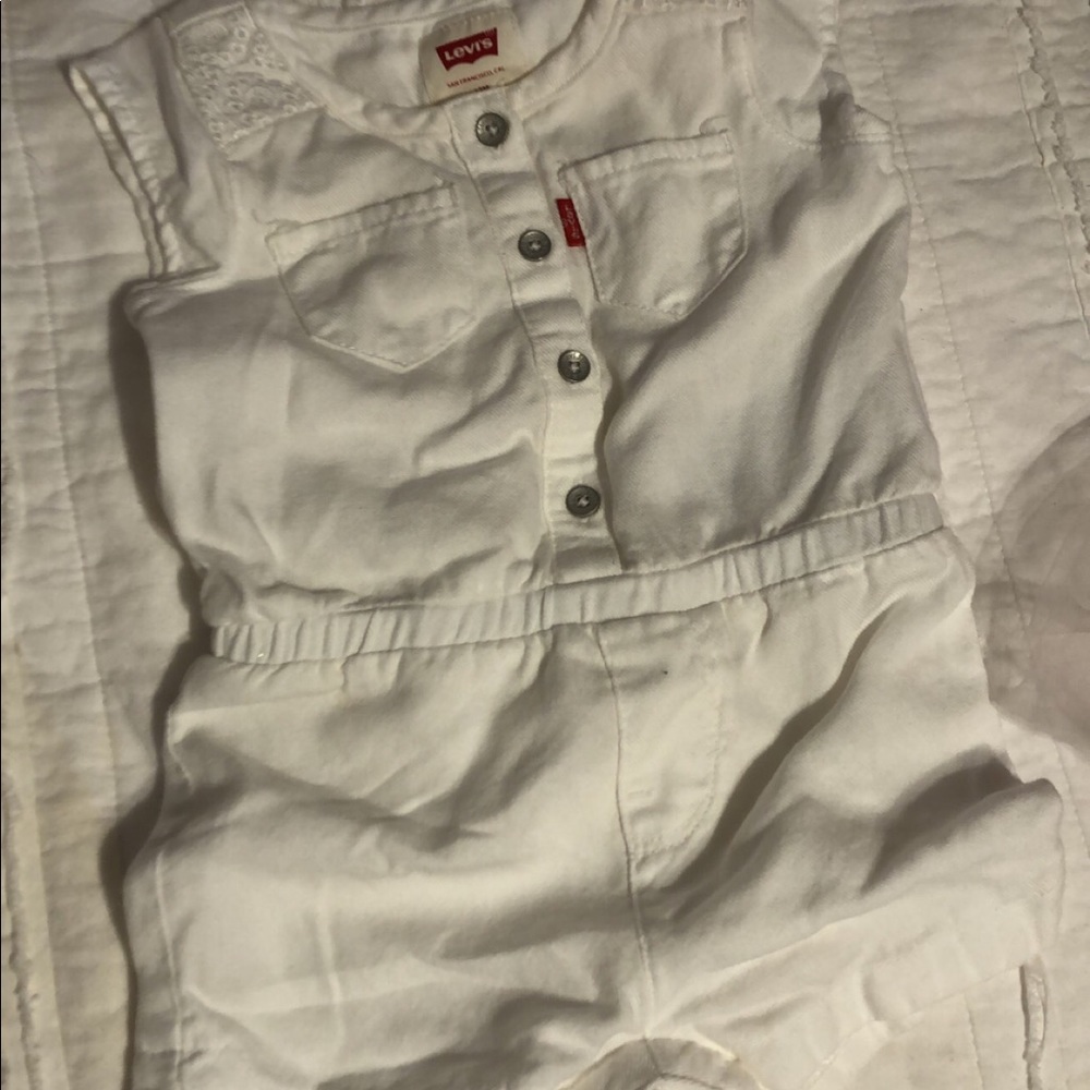 all white levi romper 12 months